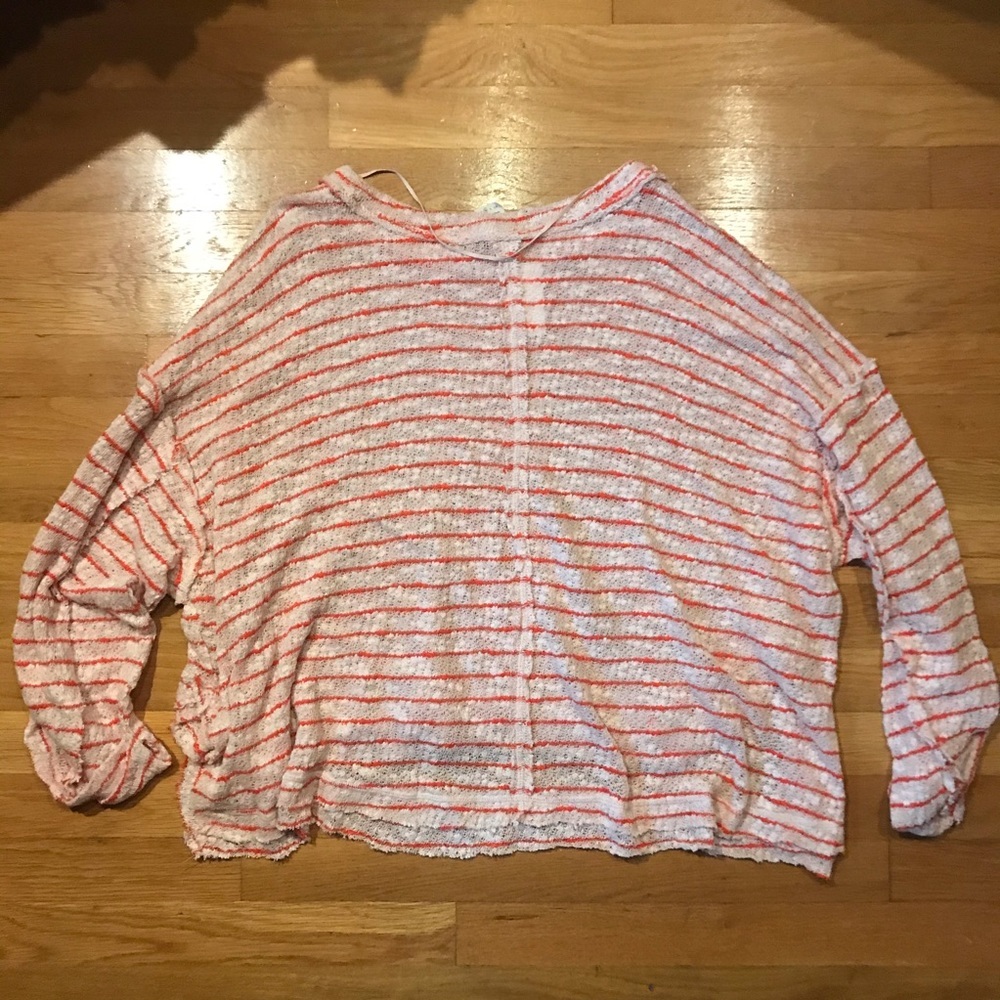 Free People NEW Striped Sweater Oversized Red Stripes Loose Knit Medium - Picture 3 of 8
